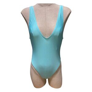 Jessica Simpson M One-Piece Teal Blue Swimsuit Nylon/Spandex Blend With Polyeste